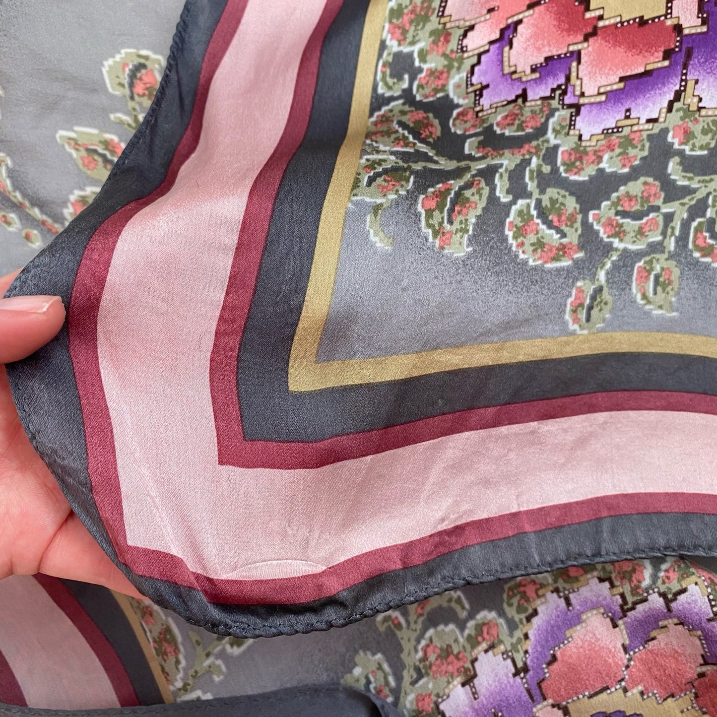 Vintage Bill Blass Floral Silk Scarf Shawl