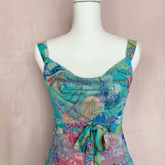 Vintage ANAC Floral Layered Midi Dress, Size Small