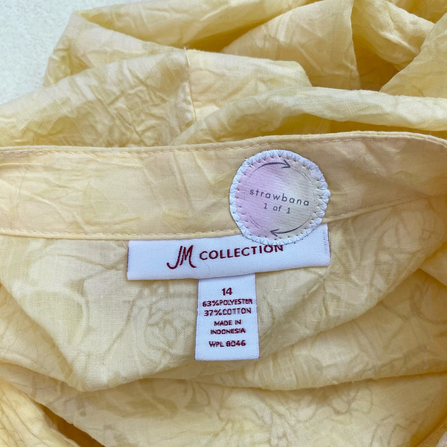 Reworked JM Collection Yellow Floral Crop Button Up, Size 14