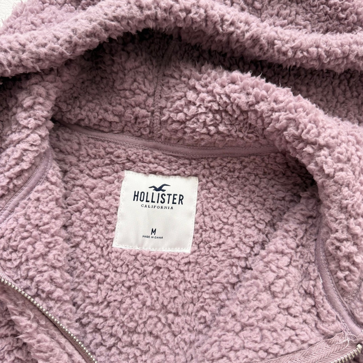 Secondhand Hollister Purple Teddy Sherpa Zip Hoodie Jacket, Size Medium