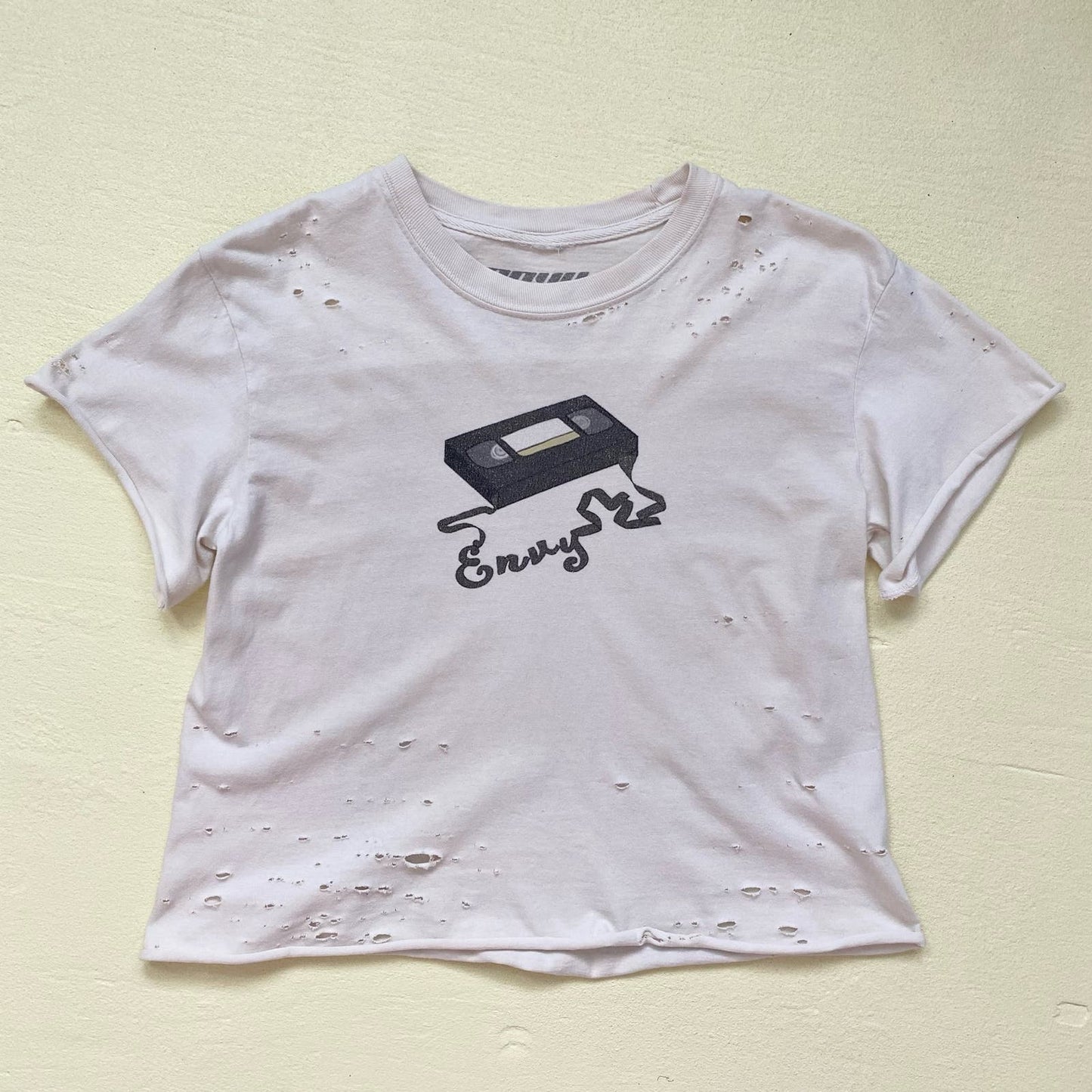 Reworked Envy NY Retro Workout VCR Distressed Tee, Size Small