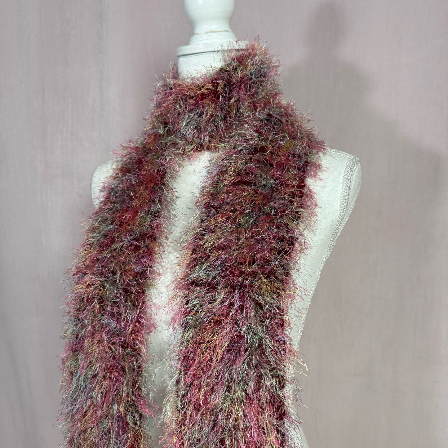 Y2K Handmade Knit Fuzzy Rainbow Scarf