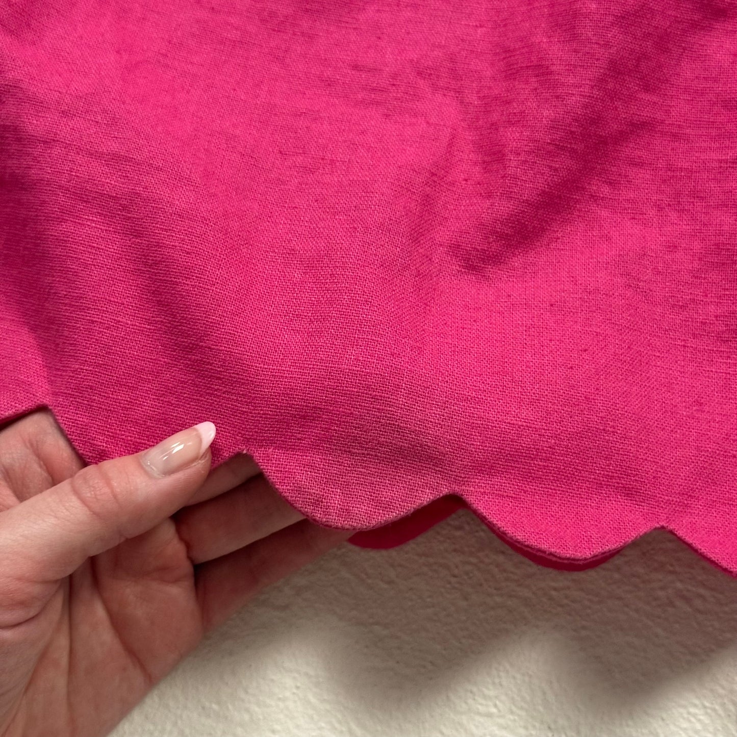 Secondhand J. Crew Pink Linen Blend Scallop Hem Mini Skirt, Size 2