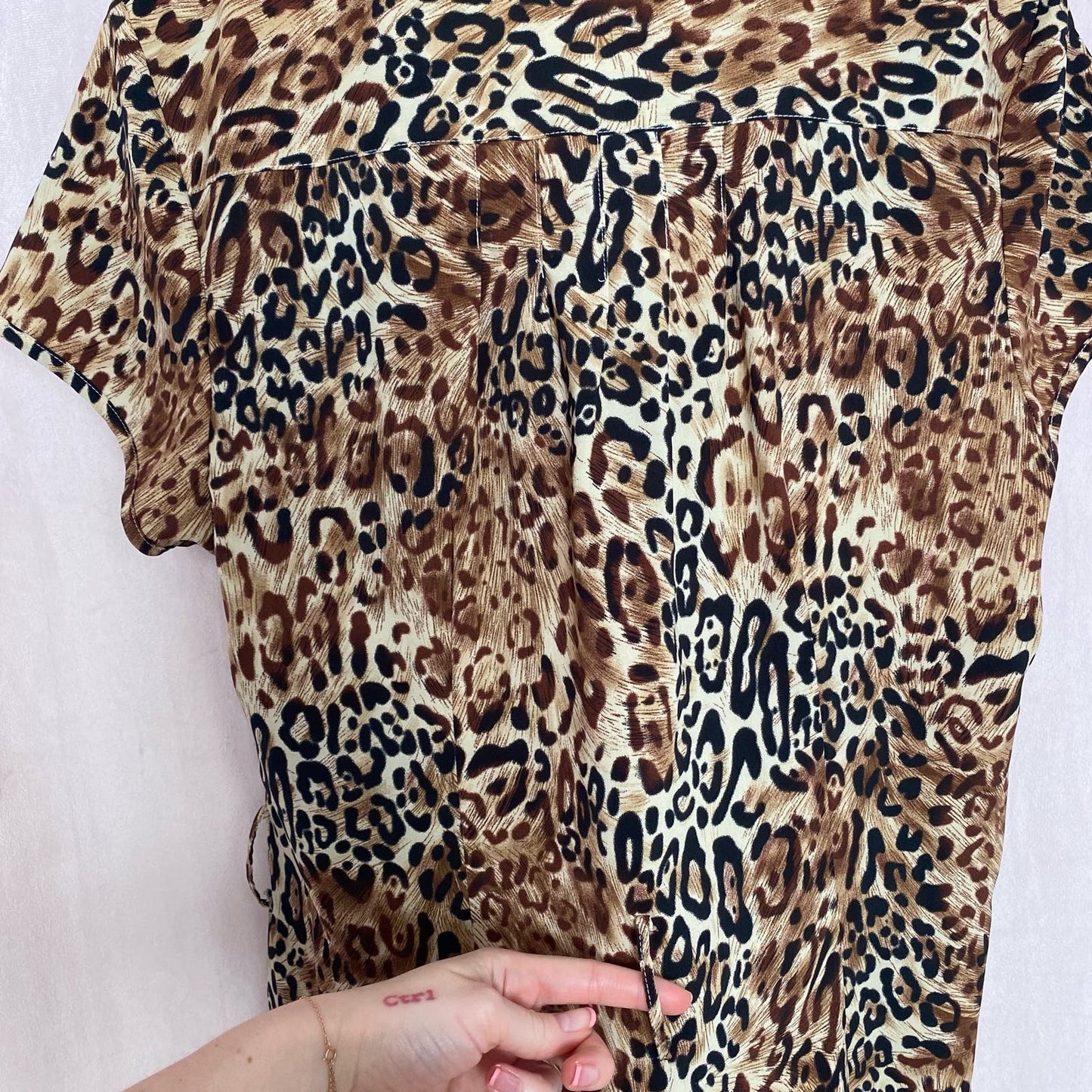 Vintage Millenium Leopard Print Button Up Blouse, Size XL