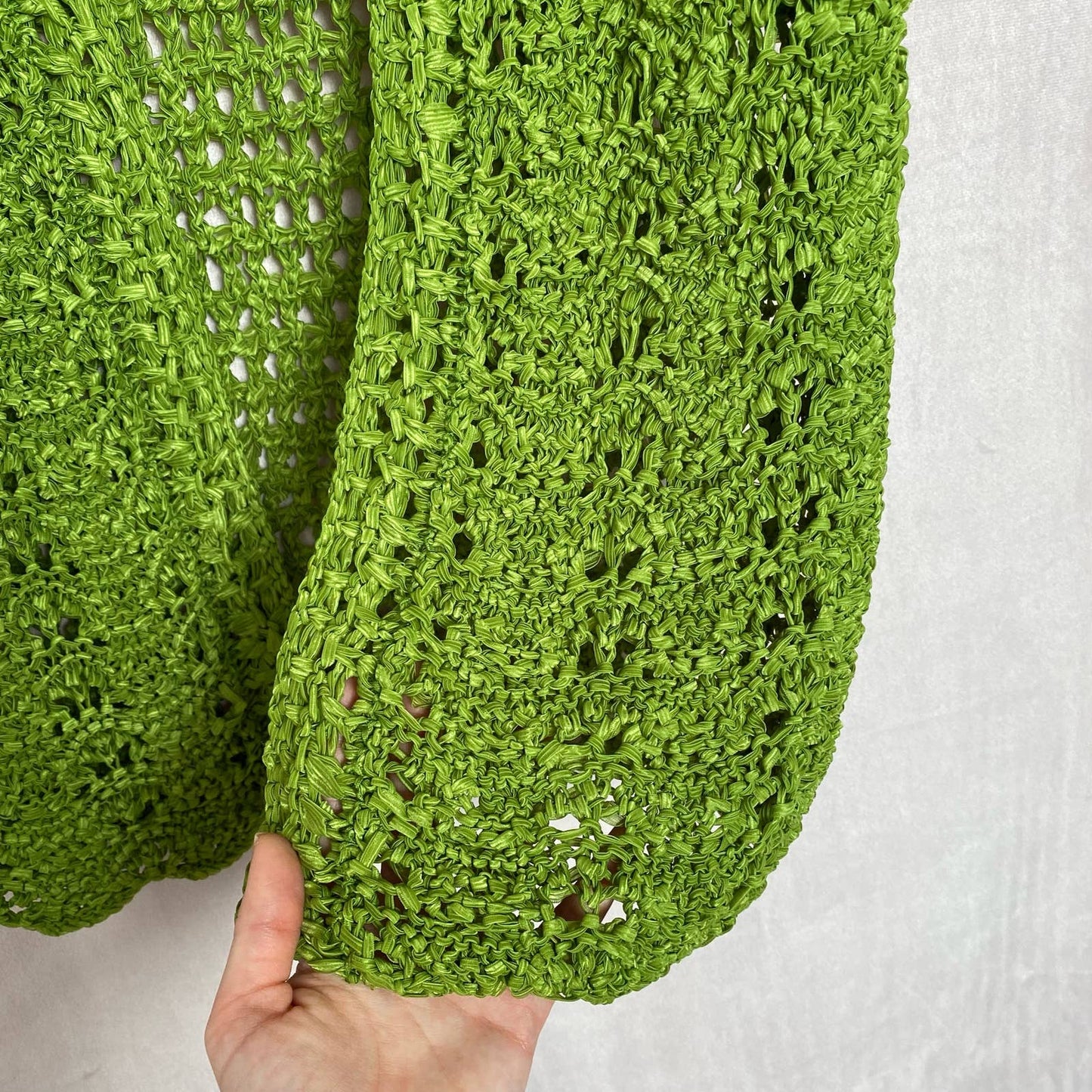Preowned Jones New York Green Crochet Short Sleeve Sweater, Size Small