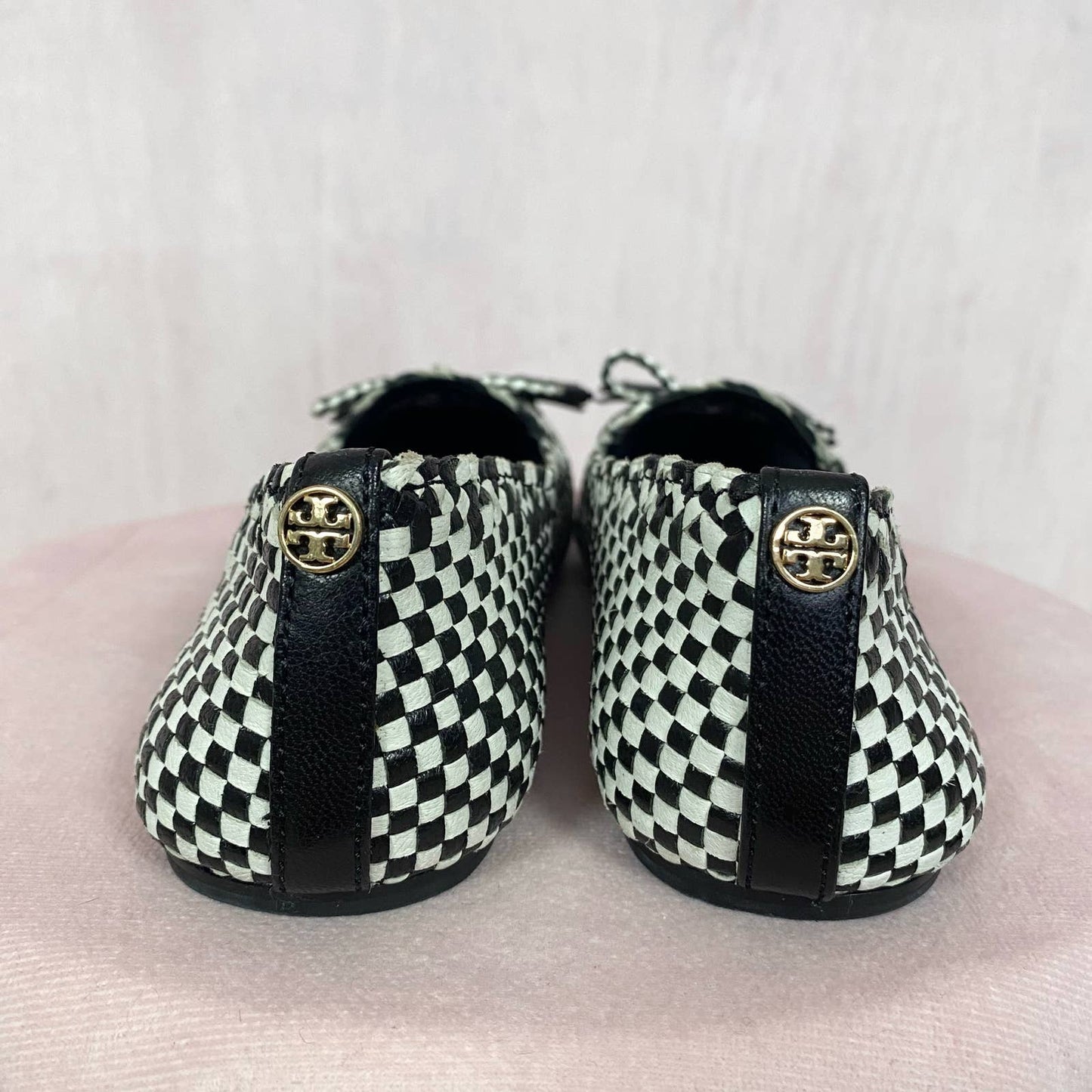 Secondhand Tory Burch Russell Loafers in Black/White, Size 5
