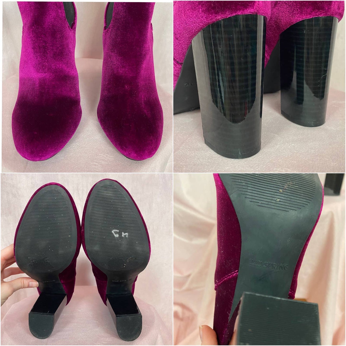 Secondhand Call It Spring Purple Velvet Heel Booties, Size 8.5