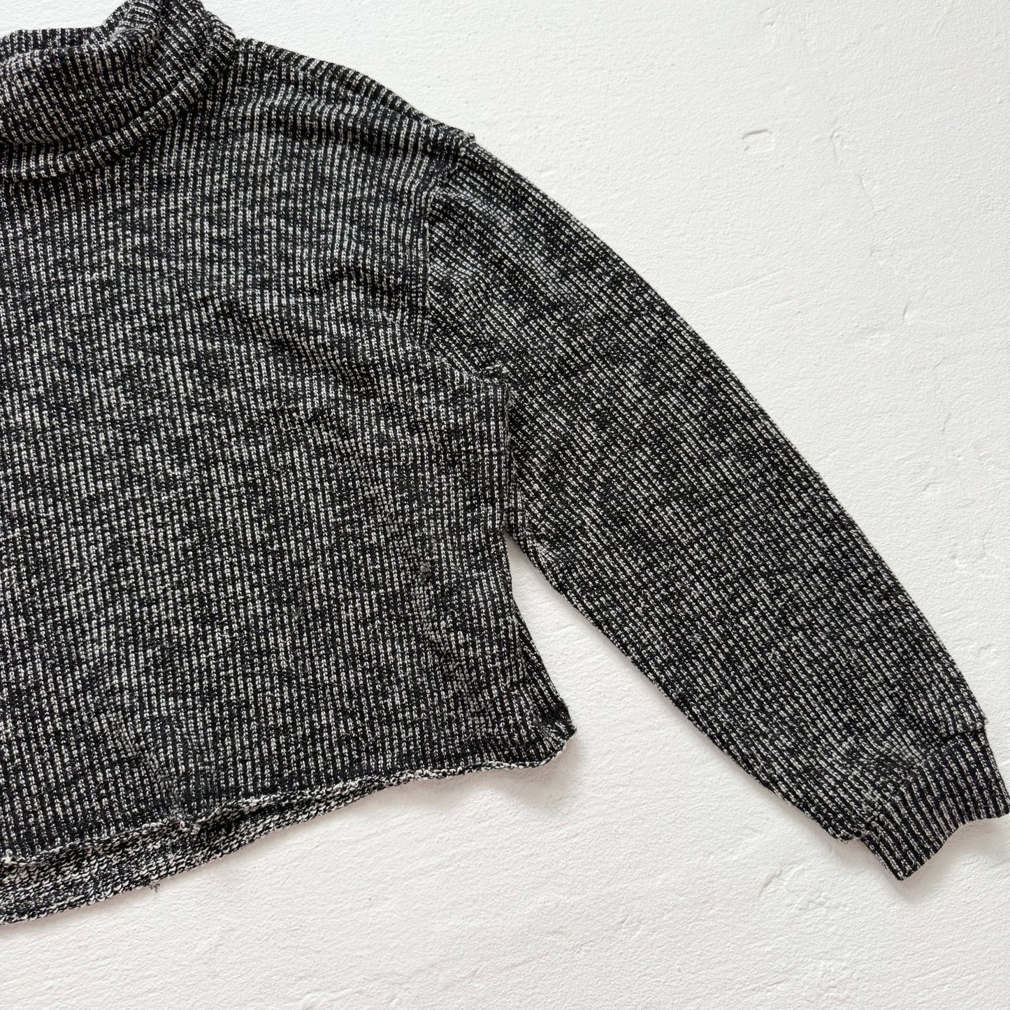 Secondhand Project Social T Knit Cropped Turtleneck Sweater Raw Hem Oversized, Size Medium