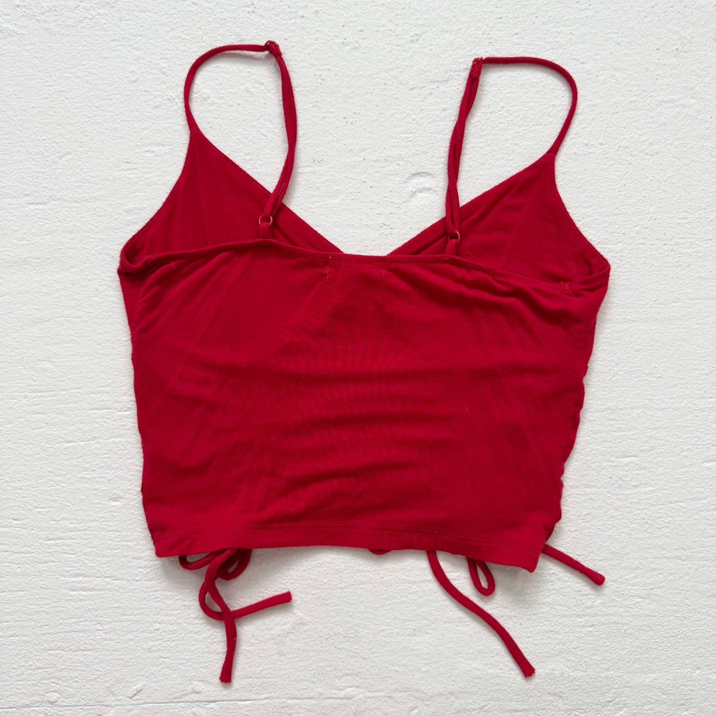 Secondhand Active USA Red Ruched Drawstring Crop Top, Size Small