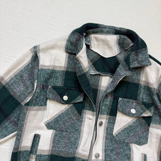 Secondhand Green White Plaid Oversized Boxy Shacket Jacket Size Small