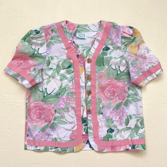 Vintage Lady Carol NY Floral Puff Sleeve Button Up Blouse, Size 14