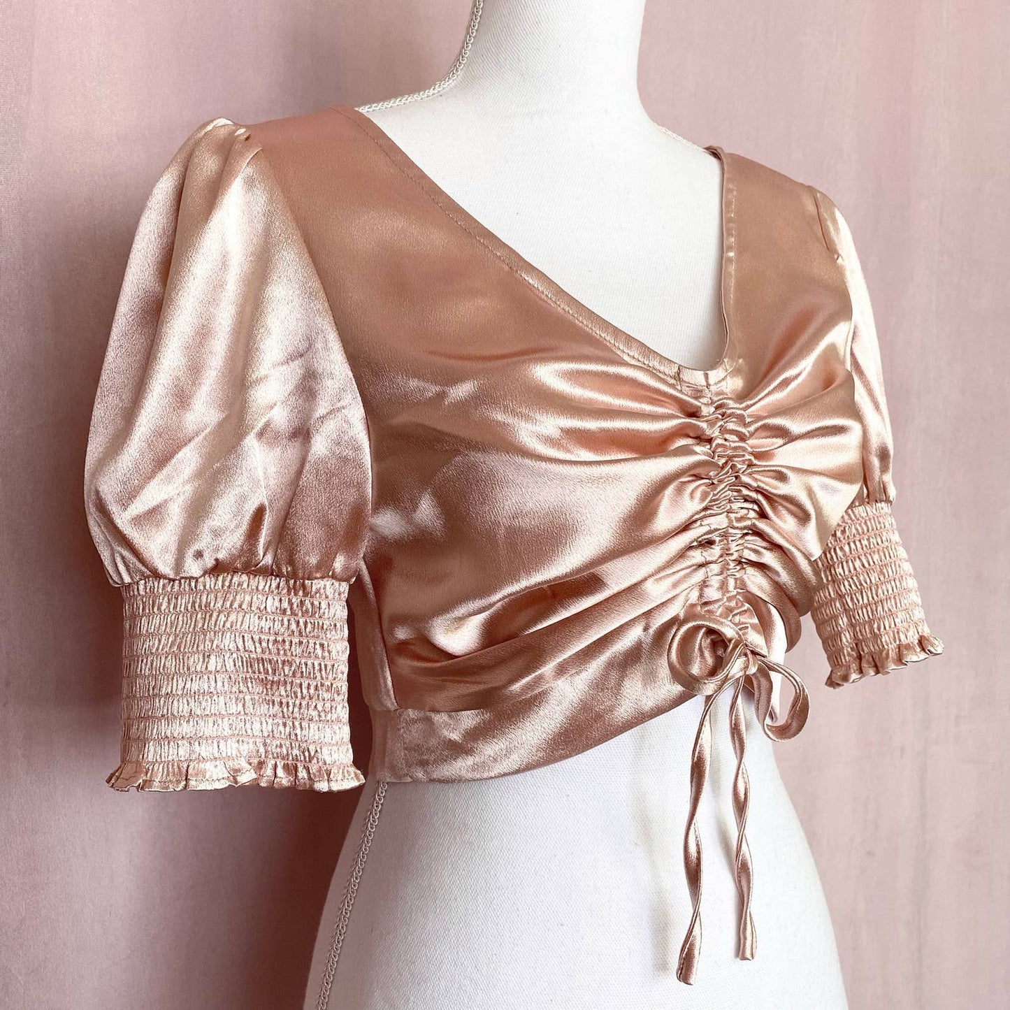 Secondhand Hesperus Satin Ruched Crop Top, Size Medium