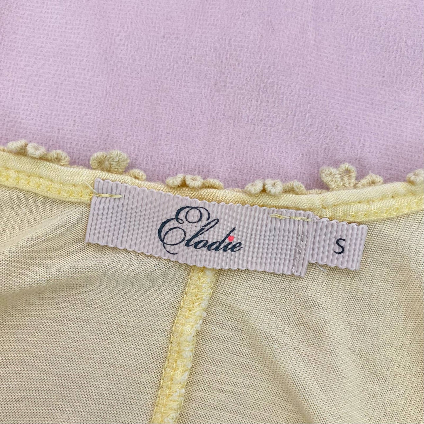 Secondhand Elodie Yellow Floral Trim Flowy Crop Tank Top, Size Small