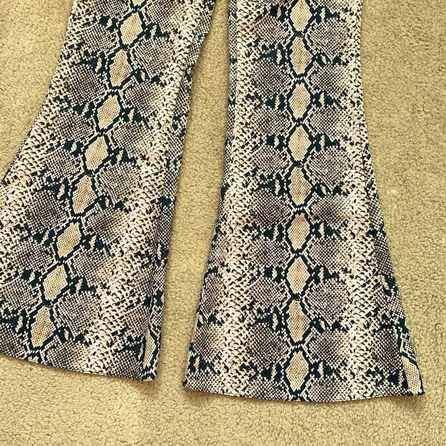 Secondhand Zara Snakeskin Print Flare Pants, Size XS