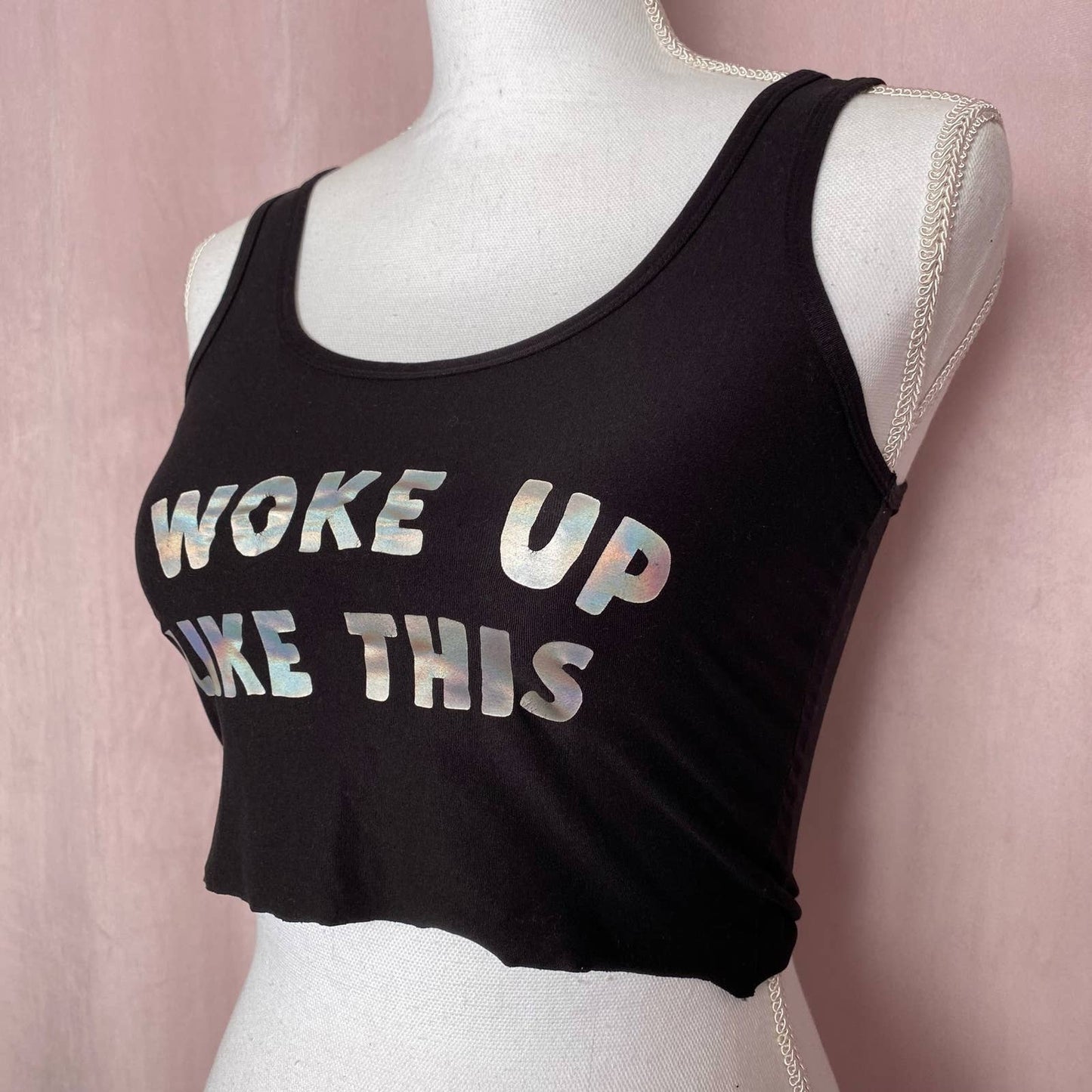 Reworked I Woke Up Like This Crop Tank Top, Size Small