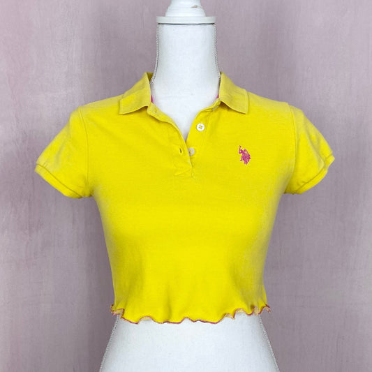 Reworked Vintage U.S. Polo Assn. Yellow Crop Top, Size XS