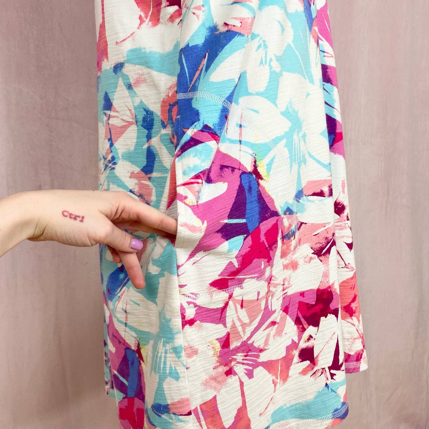 Secondhand T by Talbots Cross Back Cozy Crush Dress Brushed Floral, XLP