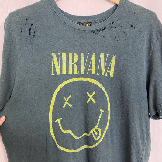 Reworked Nirvana Distressed Band Tee, Size XL