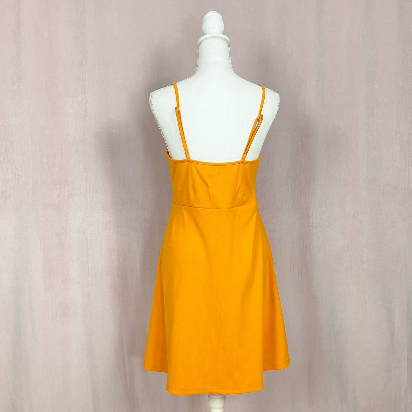 Secondhand Wild Fable Mini Knit Skater Dress in Gold, Size Medium