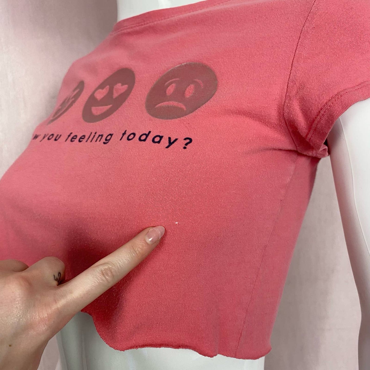 Reworked Gap Emoji Crop Baby Tee, Size XS