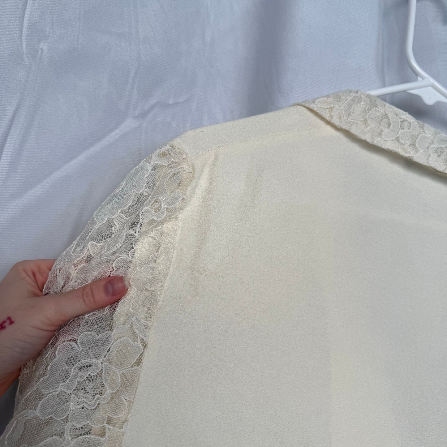 Vintage My Michelle Cream Lace Crop Blazer, Size Medium