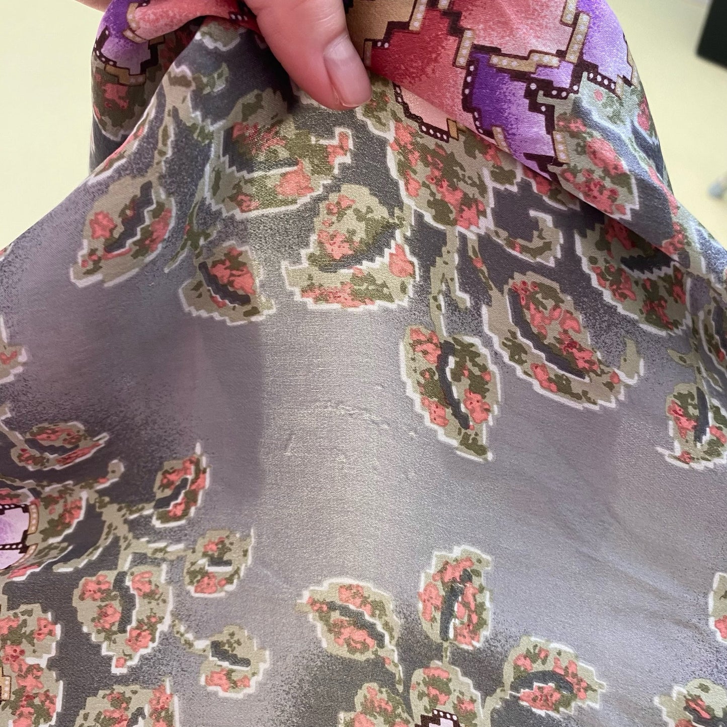 Vintage Bill Blass Floral Silk Scarf Shawl