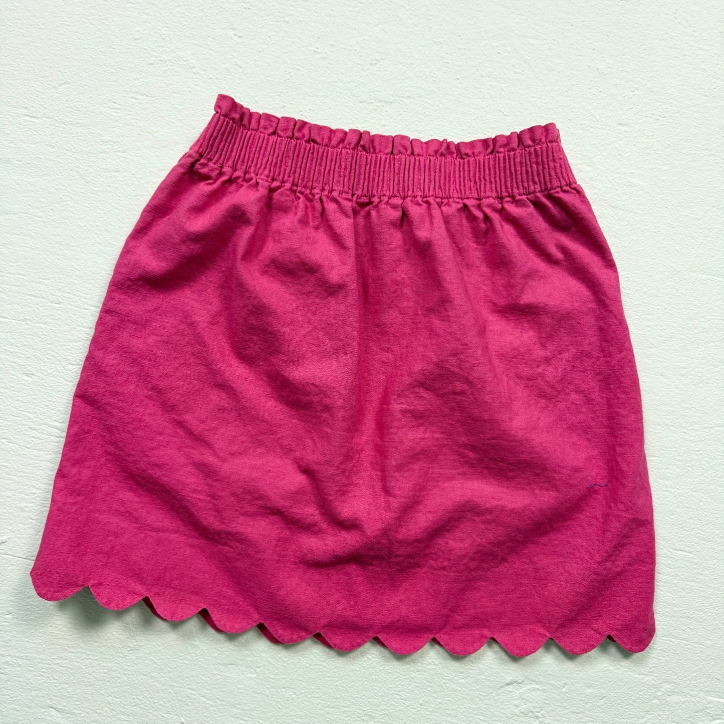 Secondhand J. Crew Pink Linen Blend Scallop Hem Mini Skirt, Size 2