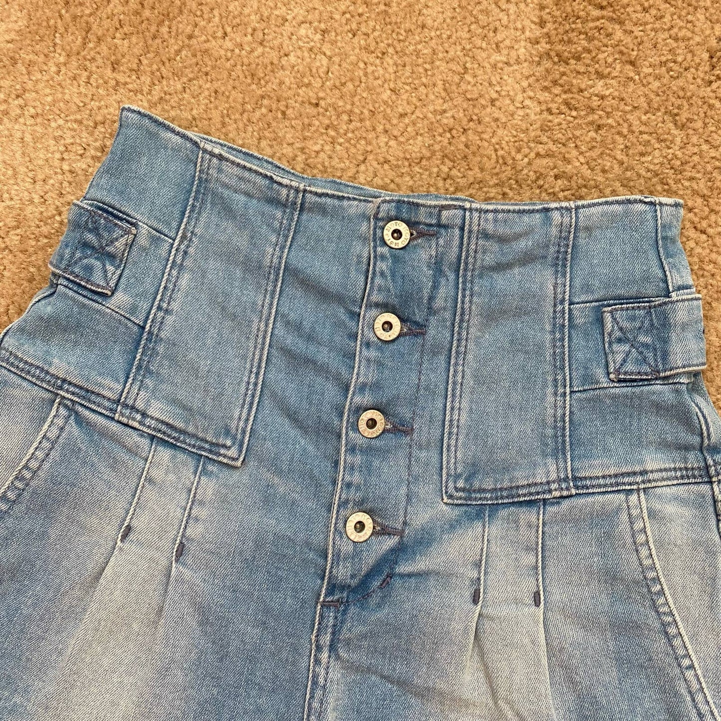Secondhand Topshop Moto Denim High Waisted Shorts, W26