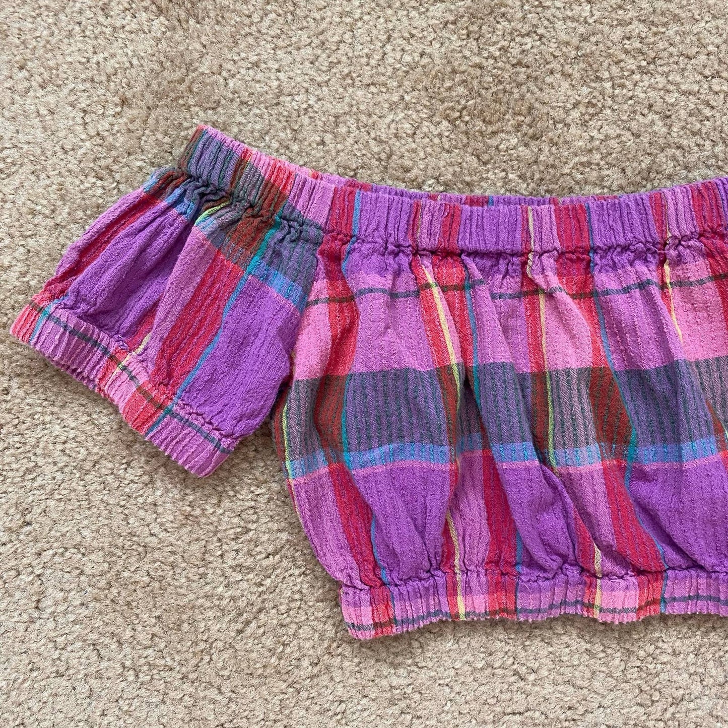 Secondhand Forever 21 Plaid Off Shoulder Crop Top, Size Small