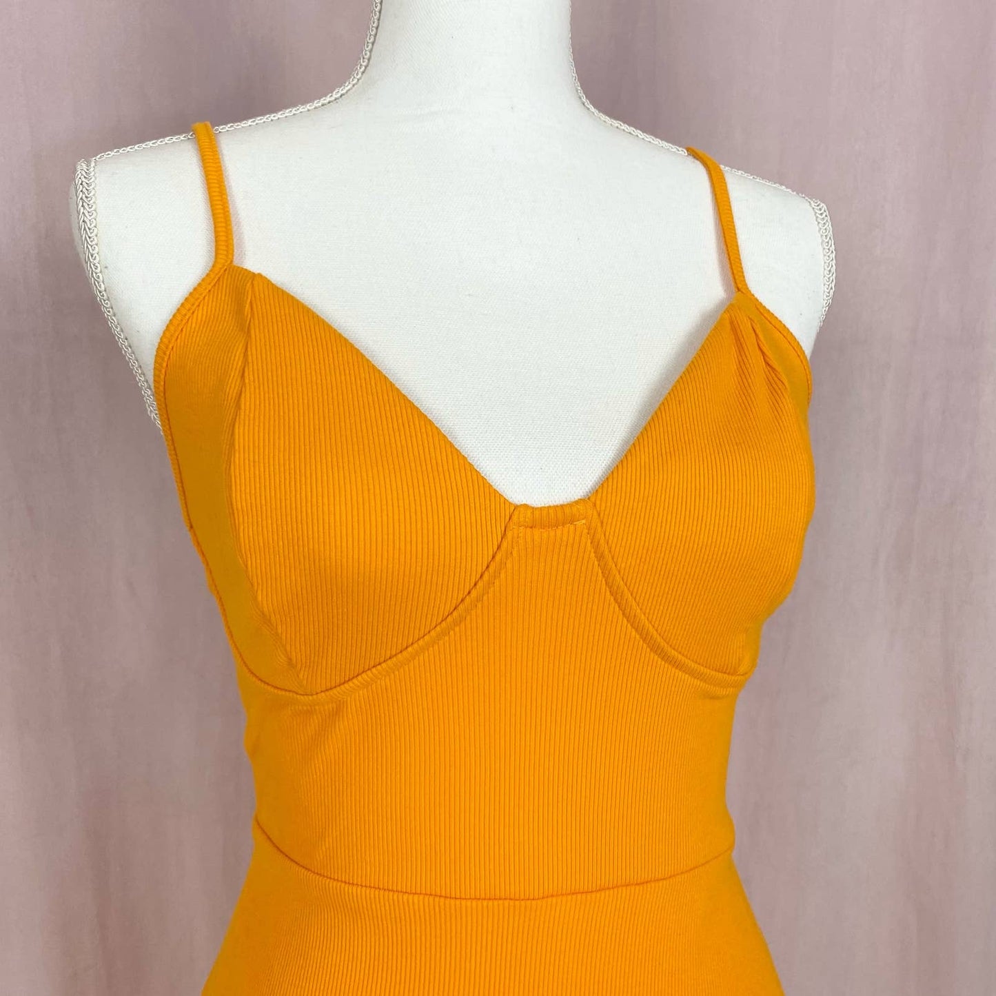 Secondhand Wild Fable Mini Knit Skater Dress in Gold, Size Medium