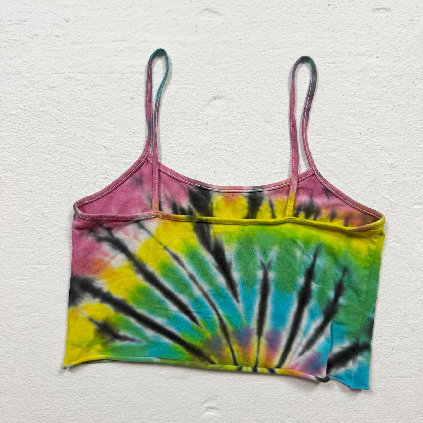 Secondhand No Boundaries Rainbow Tie-Dye Crop Tank Top, Size Small