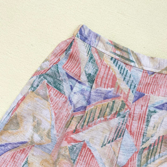 Upcycled Vintage High Waisted Linen Shorts, Size Small