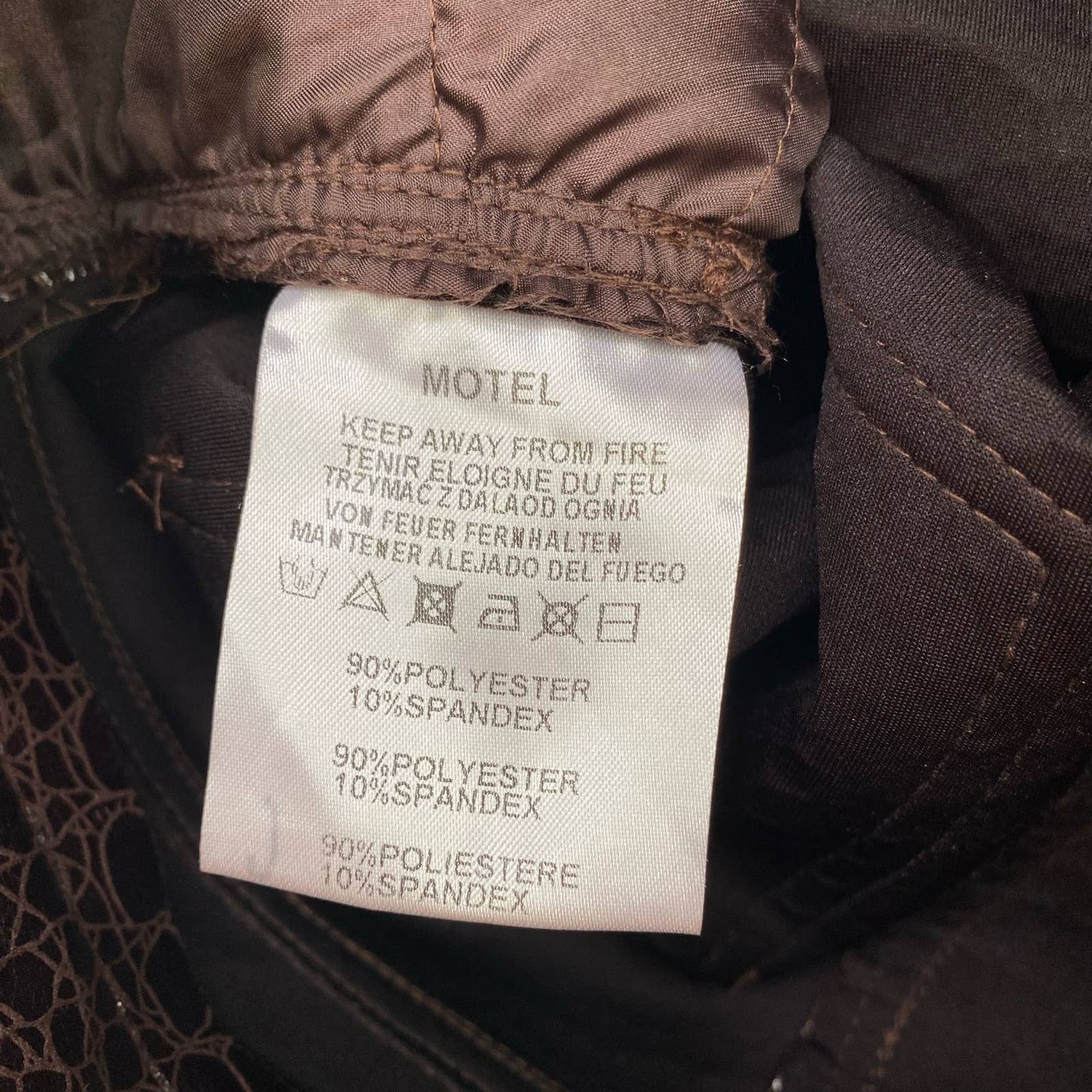 Secondhand Motel Parallel Trouser Croc PU Dark Brown, Size XS