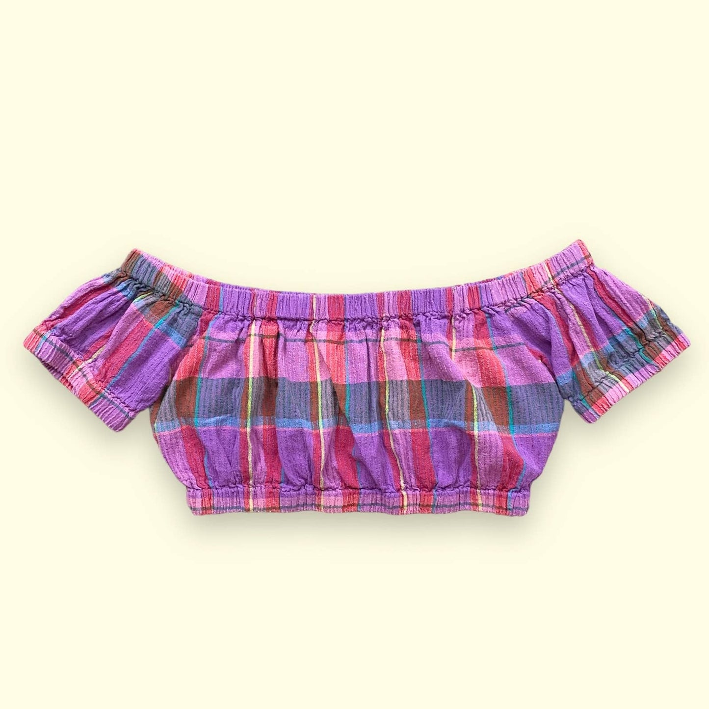 Secondhand Forever 21 Plaid Off Shoulder Crop Top, Size Small