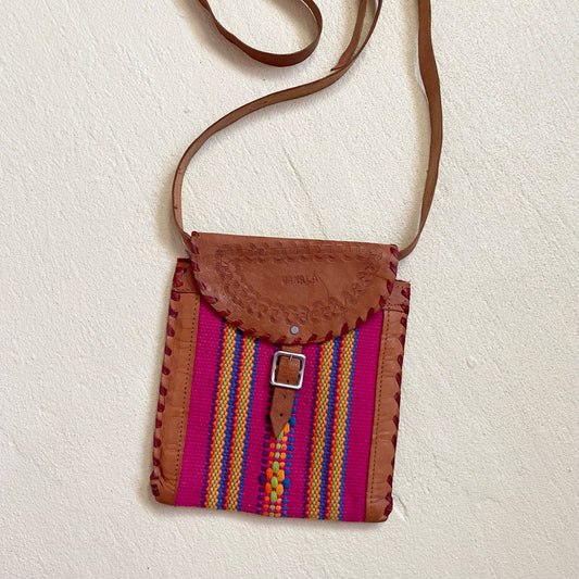 Vintage Oaxaca Tooled Leather Pouch Crossbody Small Bag