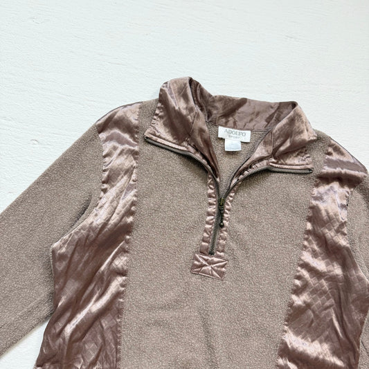 Vintage 90s Adolfo Sport Satin Fleece Quarter Zip Pullover, Size Small