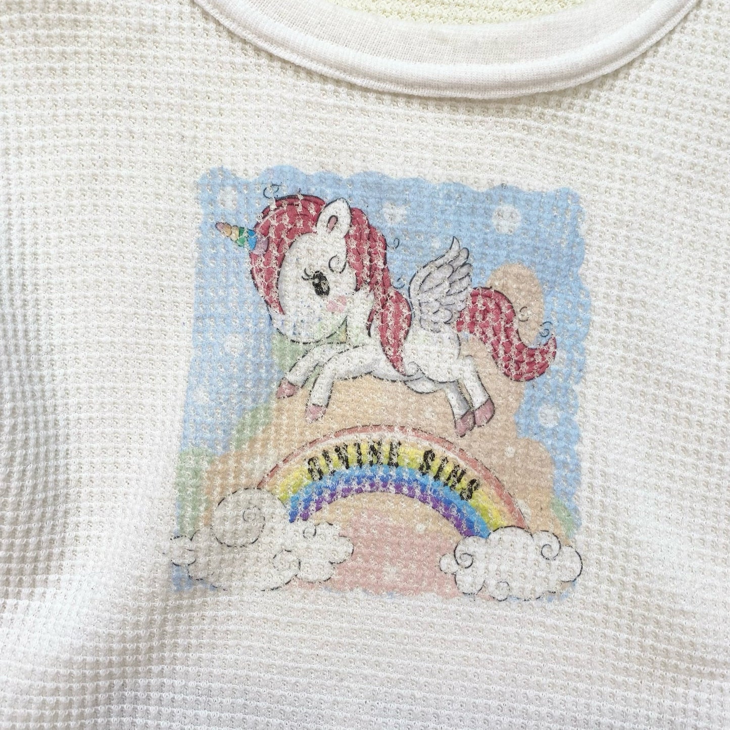 Reworked Divine Sins Unicorn Crop Long Sleeve, Size Small