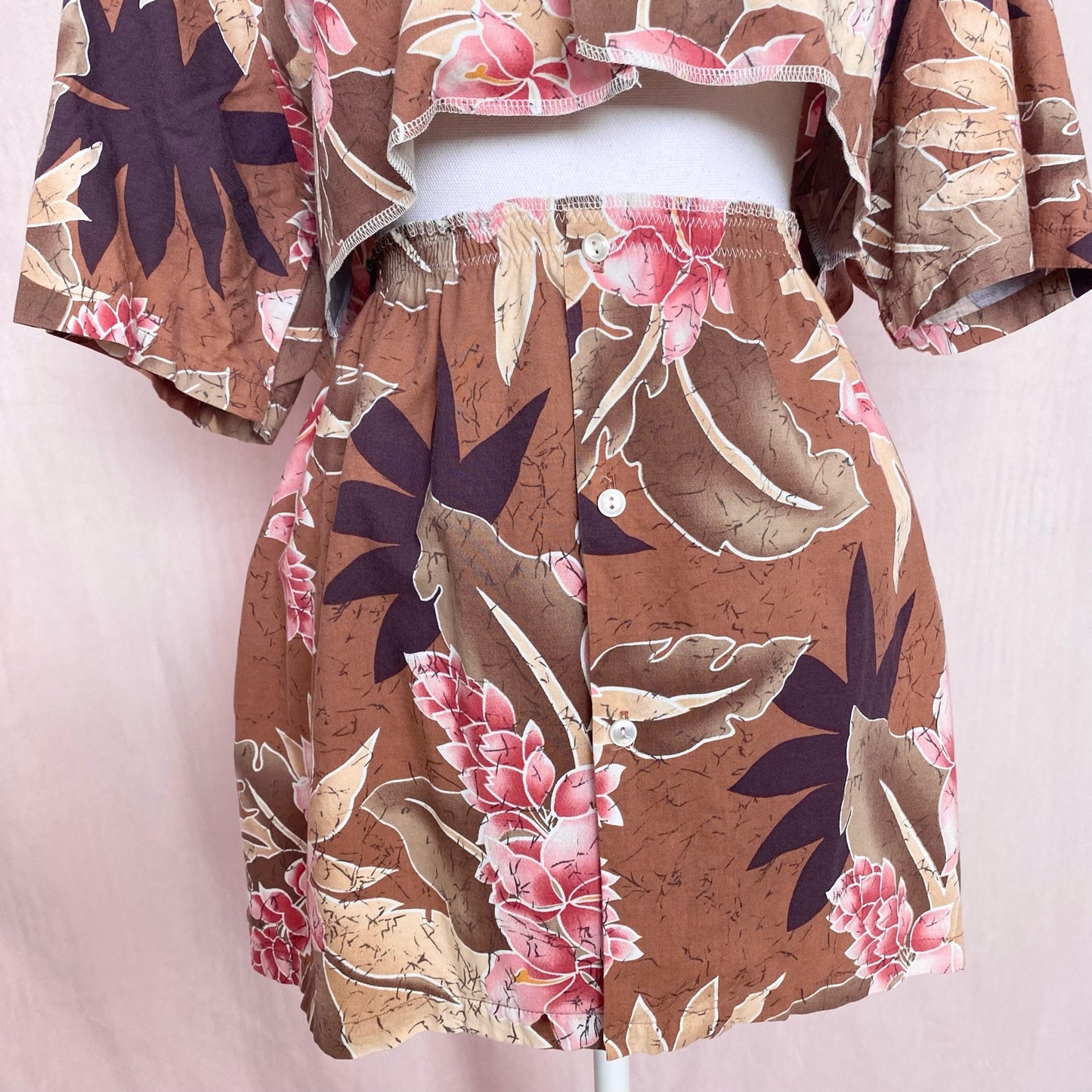 Upcycled Vintage Hawaiian Two Piece Skirt Set, Size L/XL
