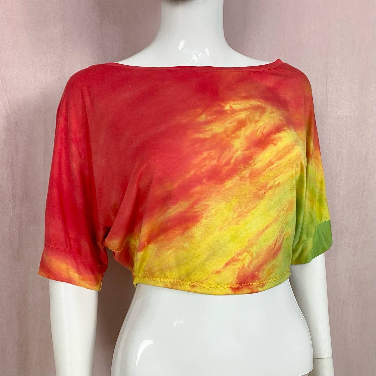 Upcycled Mijo Tie Dye Crop Short Sleeve Top, Size Medium