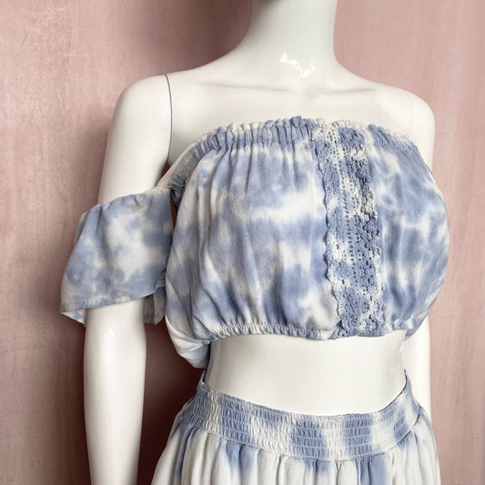 Reworked Ocean Drive Tie Dye Boho Skirt Set, Size S/M