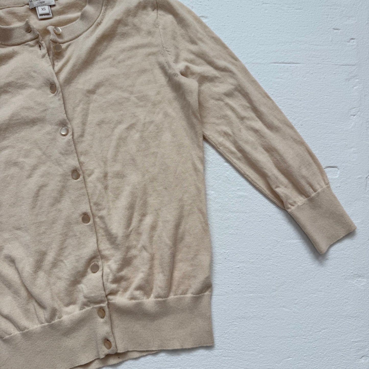 Secondhand J.Crew The Clare Cardigan Cream Button Front Lightweight Sweater, Size XS