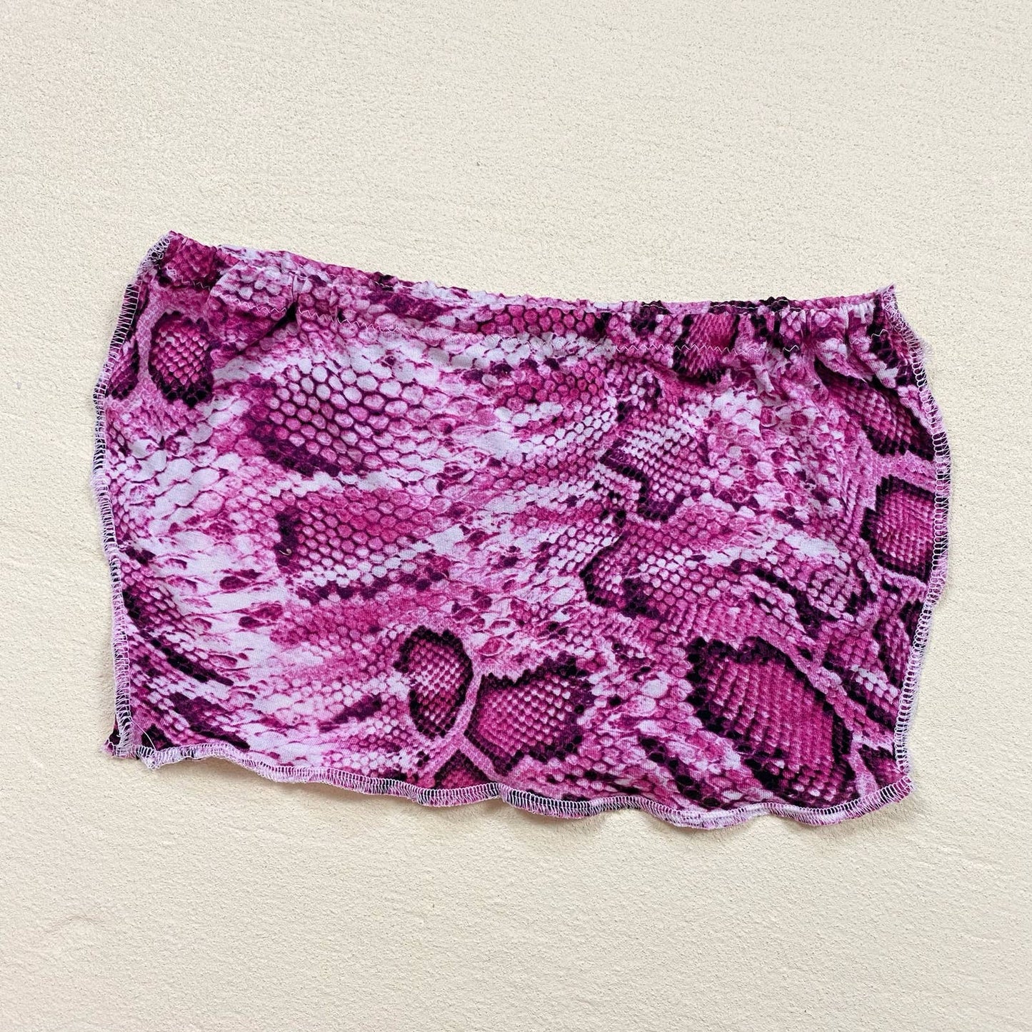 Scrap Fabric Y2K Pink Snake Print Crop Tube Top, Size Small