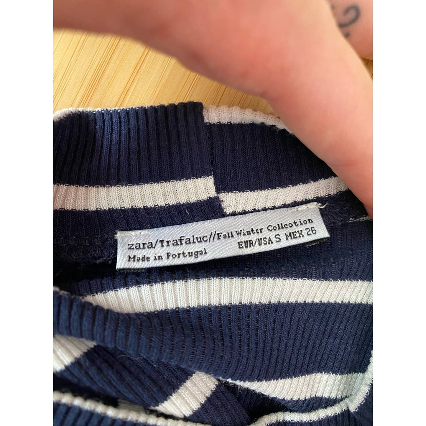 Secondhand Reworked Zara R U Mine Patch Stripe Crop Tee, Size Small