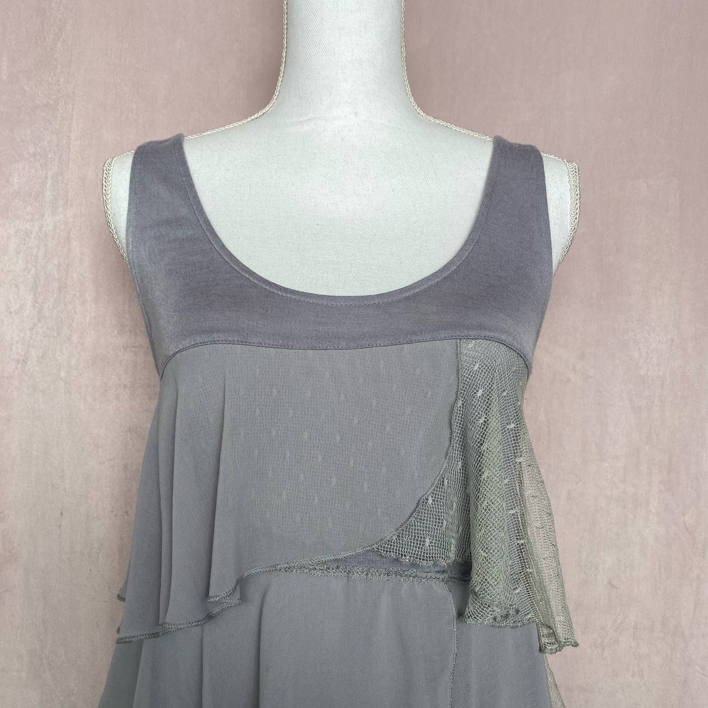Secondhand Cecico Tiered Ruffle Tank Top Mini Dress, Size Small