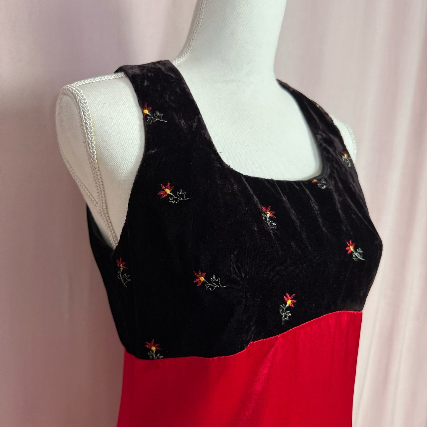 Vintage Finesse Velvet Satin Maxi Dress Slip, Size S/M