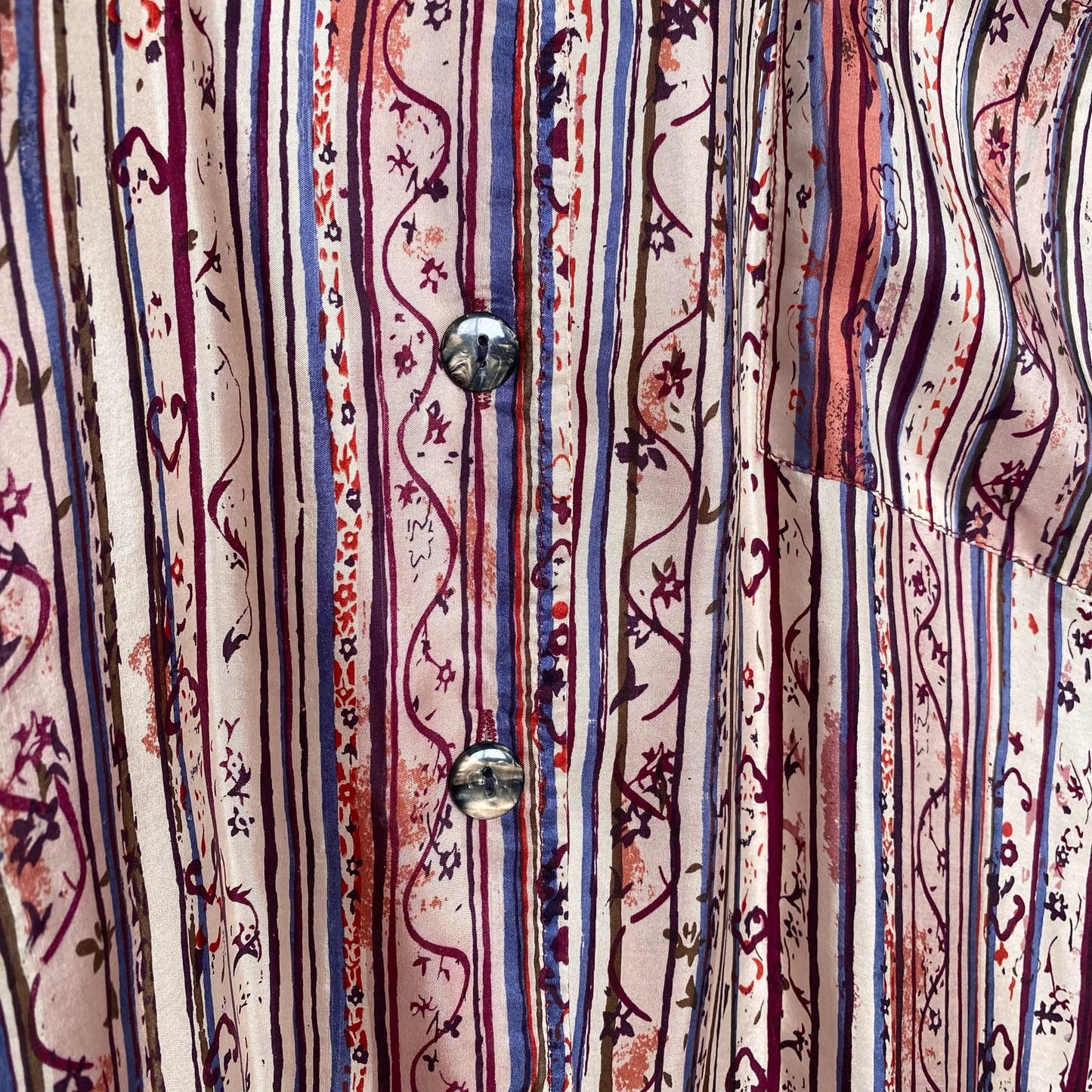 Vintage Robert Stock Silk Stripe Button Up Shirt, Size Medium