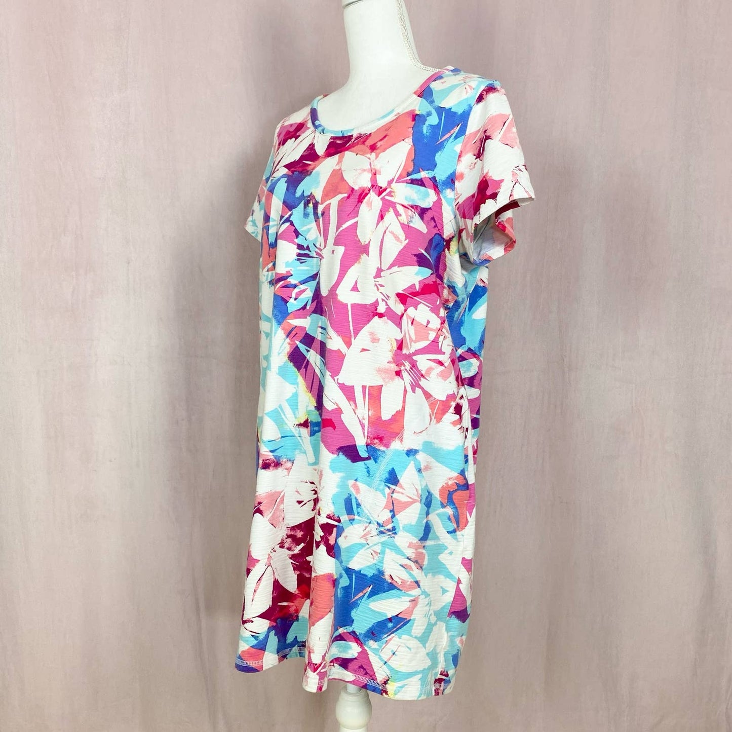 Secondhand T by Talbots Cross Back Cozy Crush Dress Brushed Floral, XLP
