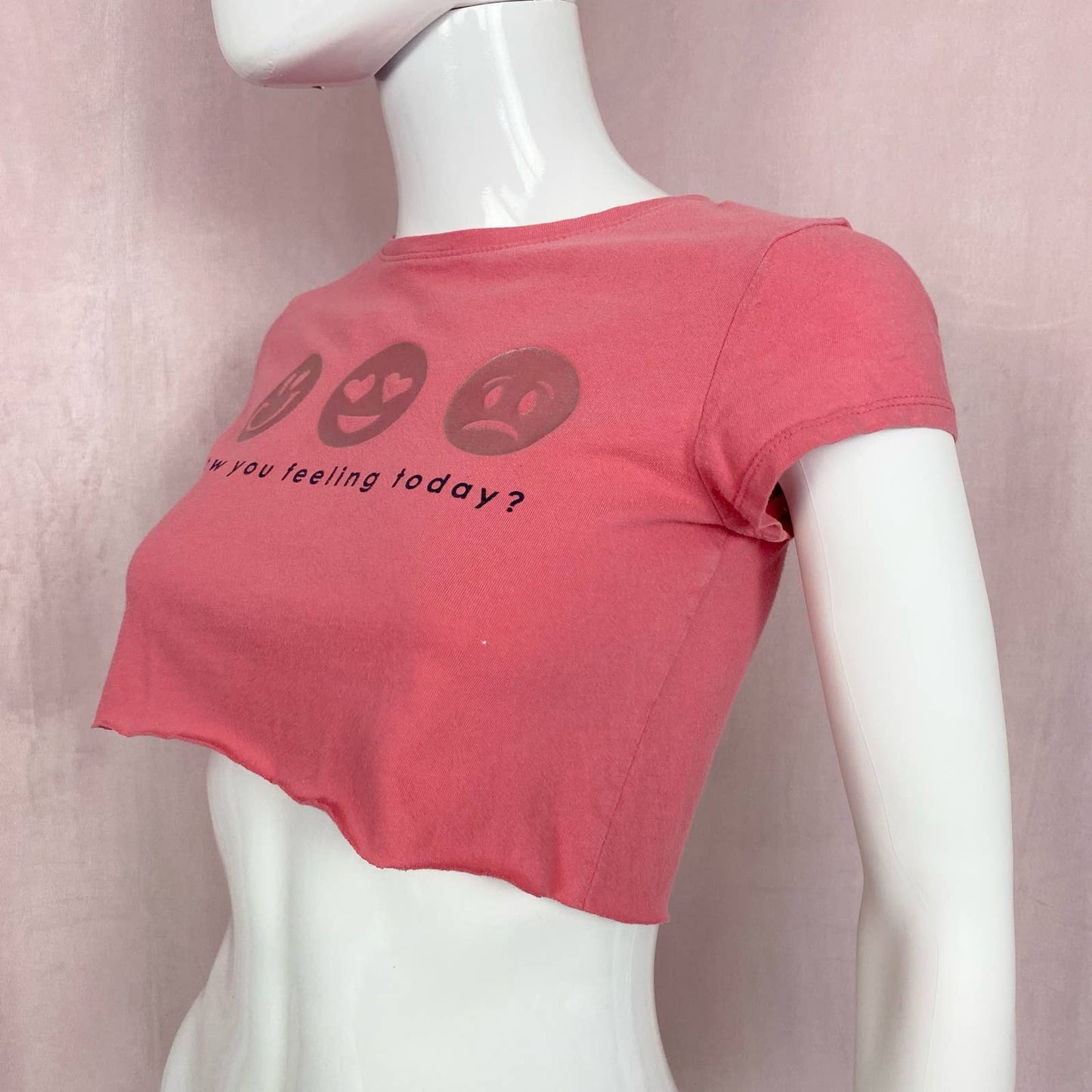 Reworked Gap Emoji Crop Baby Tee, Size XS