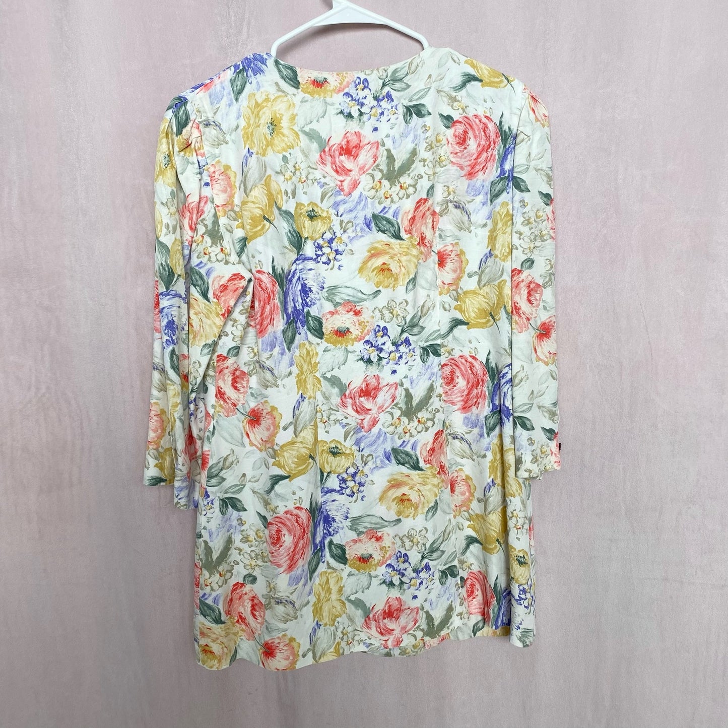 Vintage 80s Kwai Button Up Crop Sleeve Blouse, Size 12