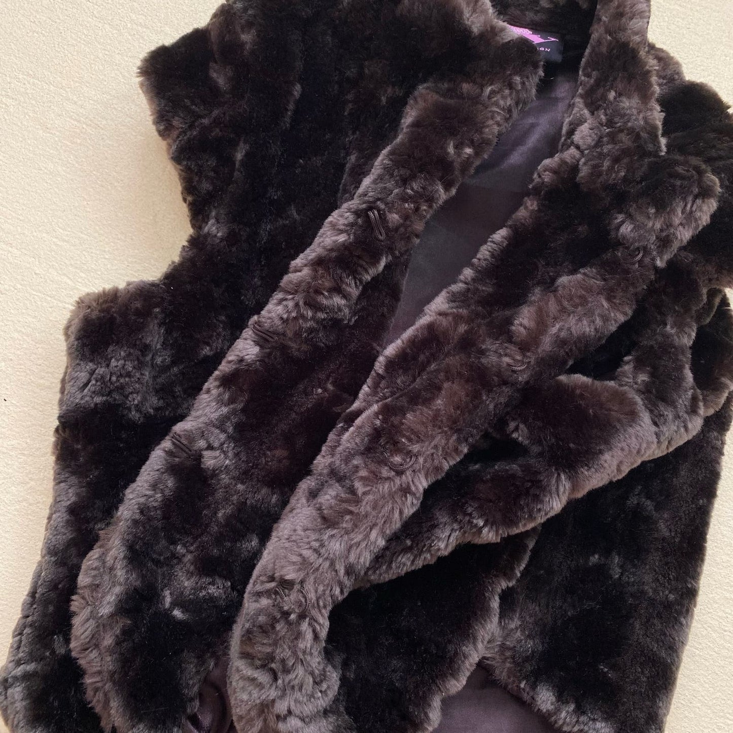 Y2K Y London Crop Brown Faux Fur Vest, Size Medium